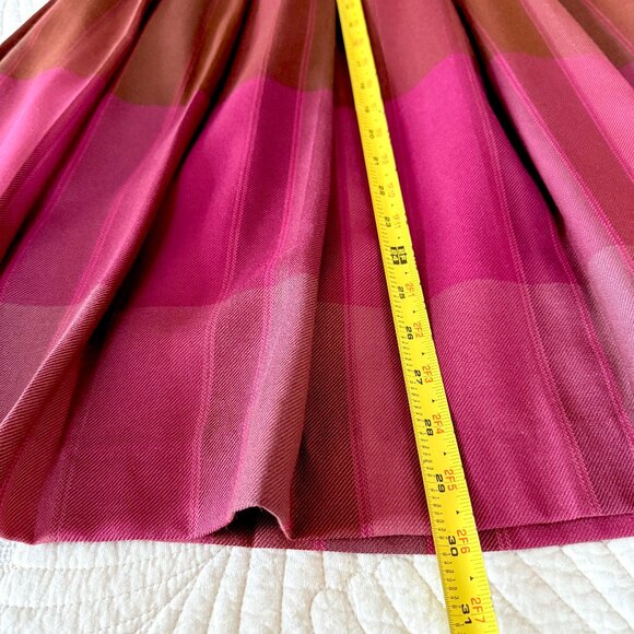 Vintage Pendleton 100% Virgin Wool Magenta Plaid Pleated Midi Skirt Size 4 - Picture 14 of 14